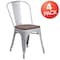 Flash Furniture Silver Metal Stackable Chair with Wood Seat, PK4 4-CH-31230-SIL-WD-GG - alternate 5